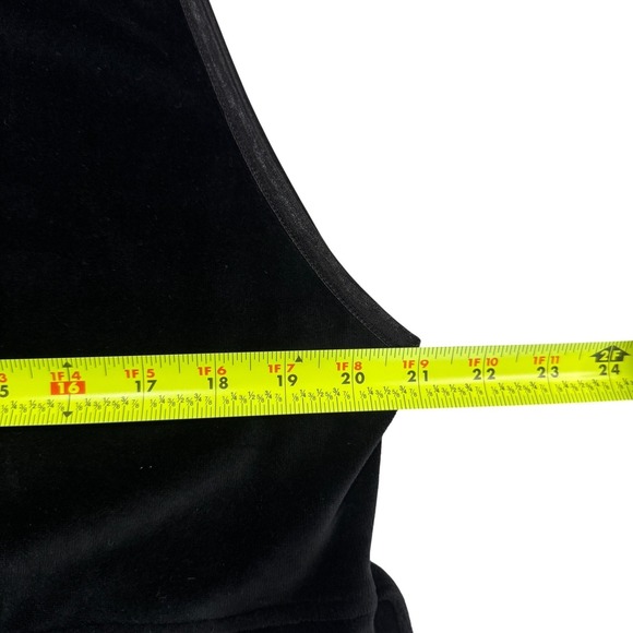 Vtg Erika Black Velour Christmas Maxi Dress XL Sleeveless Presents Tree Holiday - Picture 9 of 12